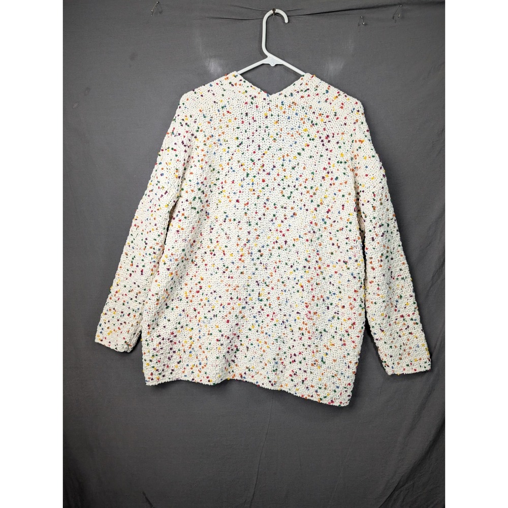 Moon & Madison Confetti Knit Cardigan Sweater SSC148 White Multi Medium - Picture 2 of 7